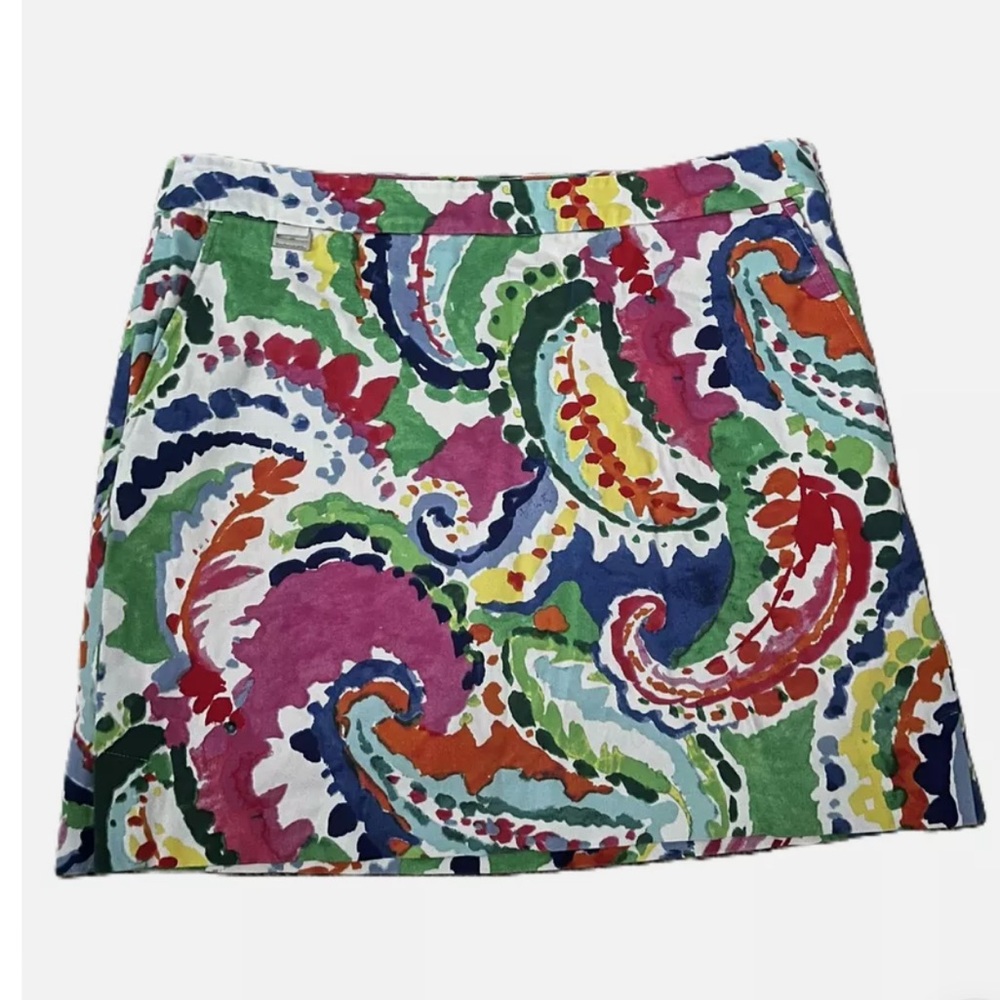 Polo Golf Ralph Lauren Cotton Multicolored Paisley Skirt With Built in Shorts 4